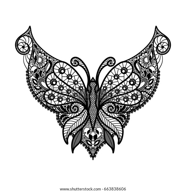 Download Vector Lace Neckline Neck Print Butterfly Stock Vector ...
