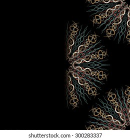 Vector lace pattern in Eastern style on scroll work background.  Ornamental pattern for wedding invitations, greeting cards. 