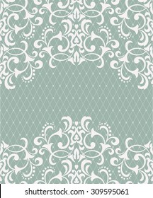 Vector lace pattern in Eastern style on scroll work background. Ornate element for design. Place for text. Ornamental pattern for wedding invitations, greeting cards.Traditional outline decor.