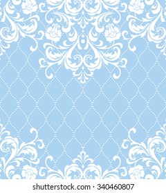 Vector lace pattern in Eastern style on scroll work background. Ornate element for design. Place for text. Ornamental pattern for wedding invitations, greeting cards. Traditional outline decor.