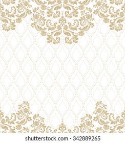 Vector lace pattern in Eastern style on scroll work background. Ornate element for design. Place for text. Ornamental pattern for wedding invitations, greeting cards. Traditional outline decor