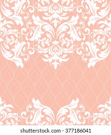 Vector lace pattern in Eastern style on scroll work background. Ornate element for design. Place for text. Ornamental pattern for wedding invitations, greeting cards. Traditional outline decor.