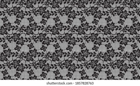 Vector lace pattern with flowers. Jacquard Mesh Lace Fabric. 