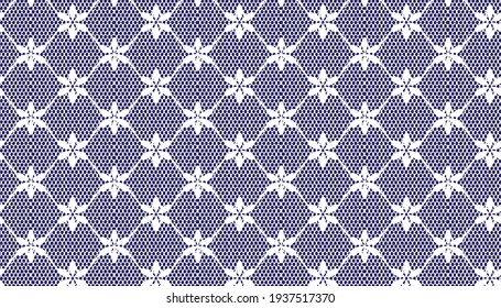 Vector lace pattern with flowers . Jacquard Mesh Lace Fabric. 