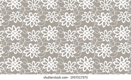 Vector lace pattern with flowers . Jacquard Mesh Lace Fabric. 