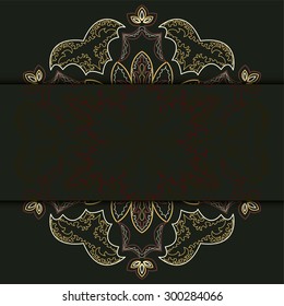 Vector lace pattern. Ornate element for design. Place for text. Ornamental pattern for wedding invitations, greeting cards. Traditional outline decor.