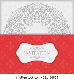 Vector lace pattern in Victorian style. Ornamental pattern for wedding invitations, greeting cards.
