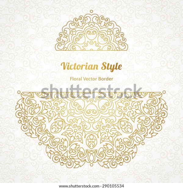 Vector lace pattern in Victorian style. Line art\
ornate element for design. Place for text. Ornamental golden\
pattern for wedding invitations, greeting cards. Traditional\
outline decor.