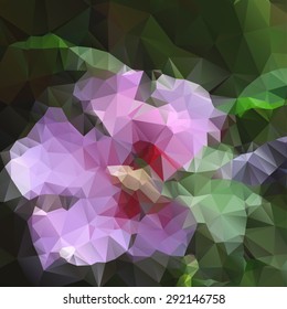 Vector lace pink flower with polygons for design