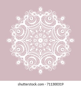  Vector lace round paper doily,  christmas snowflake decoration, design element.