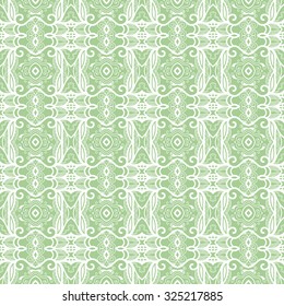 Vector lace seamless pattern, floral geometric ornament, tribal ethnic arabic indian motif. Hand drawn abstract sketchy background. Repeating fabric texture