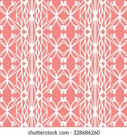 Vector lace seamless pattern, floral geometric ornament, tribal ethnic Arabic Indian motif. Hand drawn abstract sketchy background. Repeating fabric texture