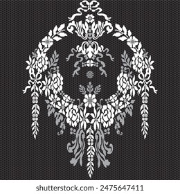 Vector lace seamless pattern. These design is classic style.Design with flower,classic element on black backgroud.Hand drawn.Design is perfect for adding to lace pattern,embroidery, fashion industry.