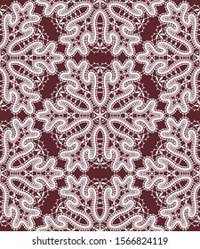 Vector Lace Snowflakes Seamless Pattern