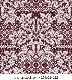 Vector Lace Snowflakes Seamless Pattern