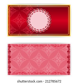 Vector lace template invitation card with frame, place for text