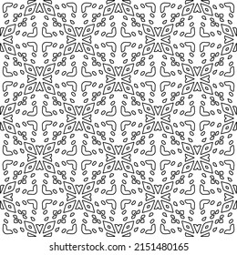 Vector lace texture, curly line ornament, black and white pattern.