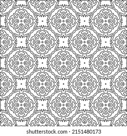 Textura de encaje vectorial, ornamento de línea rizada, patrón blanco y negro.