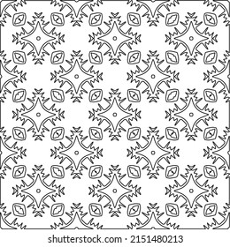 Vector lace texture, curly line ornament, black and white pattern.