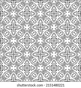 Vector lace texture, curly line ornament, black and white pattern.