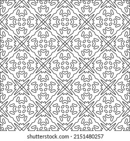 Vector lace texture, curly line ornament, black and white pattern.