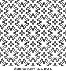 Vector lace texture, curly line ornament, black and white pattern.