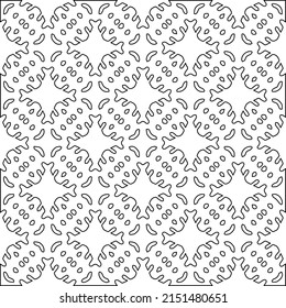 Vector lace texture, curly line ornament, black and white pattern.