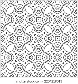 Vector lace texture, curly line ornament, black and white pattern.