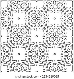 Vector lace texture, curly line ornament, black and white pattern.