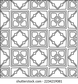 Vector lace texture, curly line ornament, black and white pattern.