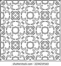 Vector lace texture, curly line ornament, black and white pattern.