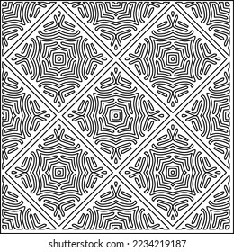 Vector lace texture, curly line ornament, black and white pattern.