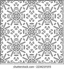 Vector lace texture, curly line ornament, black and white pattern.