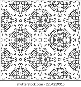 Vector lace texture, curly line ornament, black and white pattern.