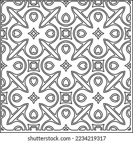 Vector lace texture, curly line ornament, black and white pattern.
