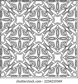 Vector lace texture, curly line ornament, black and white pattern.
