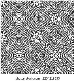 Vector lace texture, curly line ornament, black and white pattern.