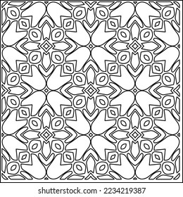 Vector lace texture, curly line ornament, black and white pattern.