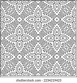 Vector lace texture, curly line ornament, black and white pattern.