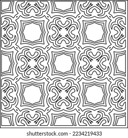 Vector lace texture, curly line ornament, black and white pattern.