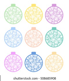 Vector laced christmas balls (new year decoration) in pastel colors