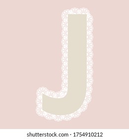 Vector lacy letter "J"  for elegant lettering and children's products.