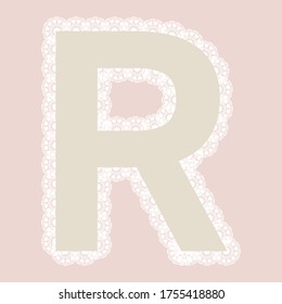 Vector lacy letter "R" for elegant lettering and children's products.