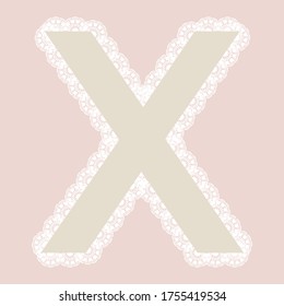 Vector lacy letter "X" for elegant lettering and children's products.