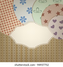 vector lacy napkin and circle retro  patterns on seamless background with stripes and dots, clipping mask, patterns can  be used separately