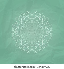 vector lacy napkin on crumpled paper texture, fully editable eps 10 file