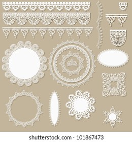 vector lacy scrapbook design elements, can be used as napkins, borders, ribbons and other decorations