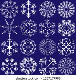 Vector lacy snow flakes set