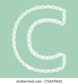 Vector lacy transparent letter "C" for elegant lettering and children's products.