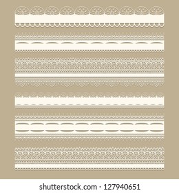 Vector lacy vintage design elements, lacy seamless brushes included, shadows at the separate layer, fully editable eps 8 file